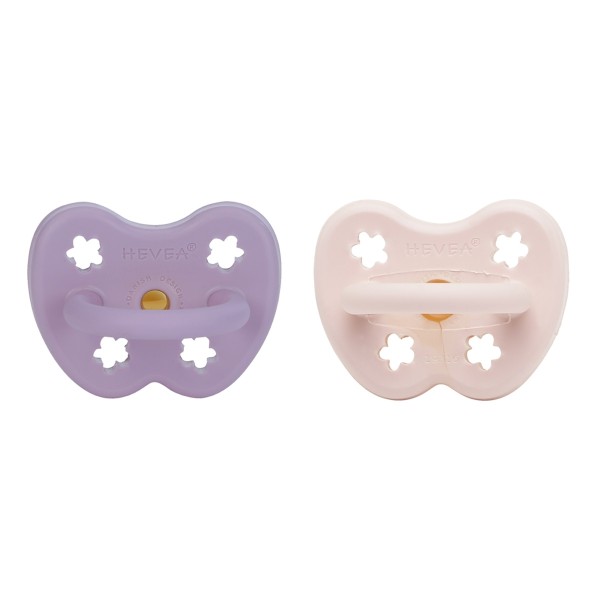 2er-Pack Schnuller - Naturkautschuk / Powder Pink & Lavender / kiefergerecht / Blume (ab 3 Mon.)